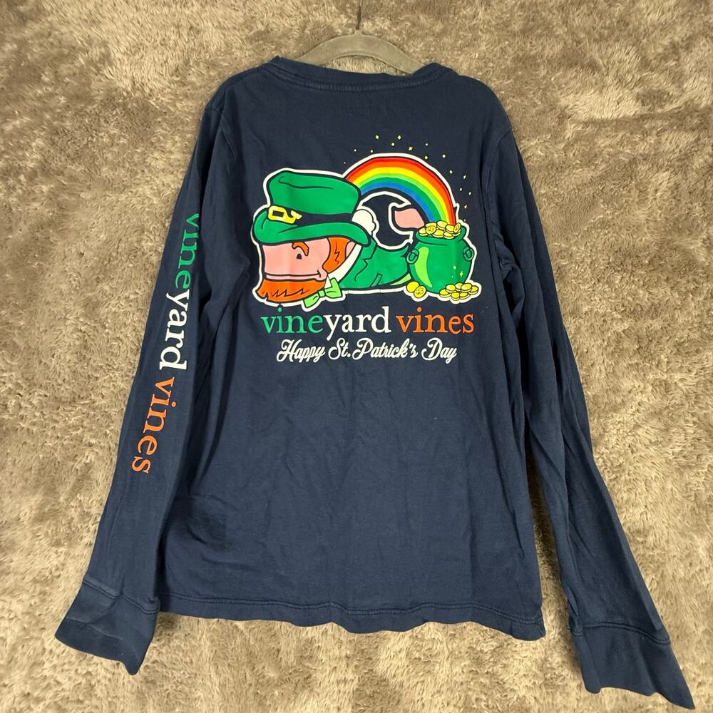 Vineyard Vines Long Sleeve Navy Blue T Shirt St Patricks Day Boys Youth S 8 10